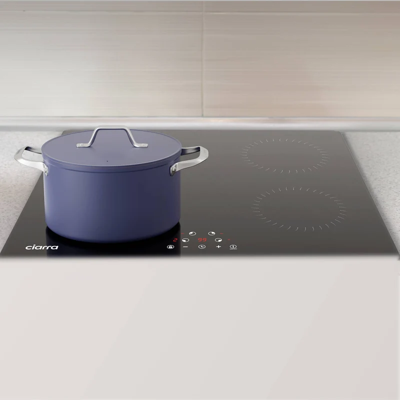 Ciarra Set Classique 60cm : Hotte Murale + Plaque à Induction 4 Zones