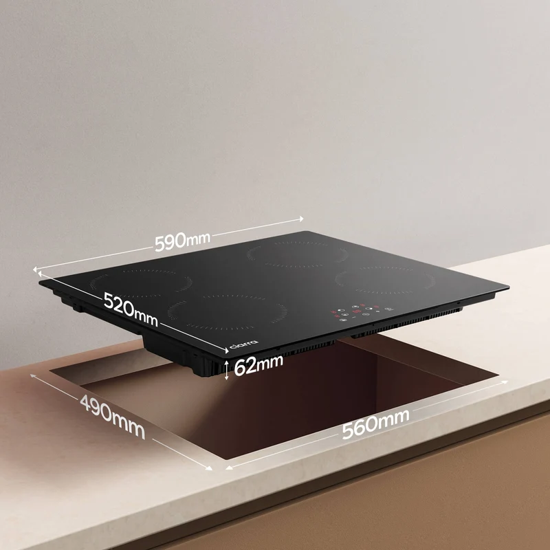 Ciarra Set Classique 60cm : Hotte Murale + Plaque à Induction 4 Zones