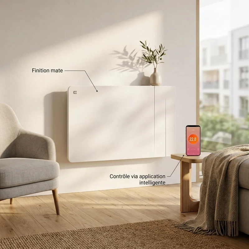 Ciarra Radiateur Électrique Connecté WiFi 1000W-2000W – Inertie Sèche Céramique & Film Aluminium, Économique
