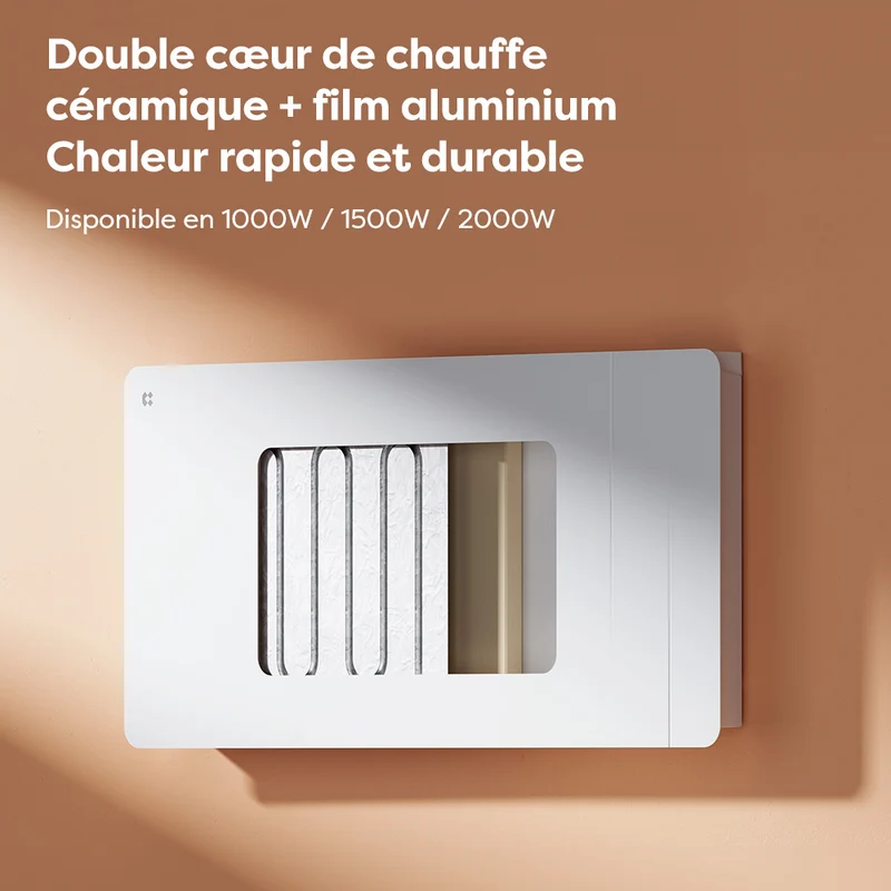 Ciarra Radiateur Électrique Connecté WiFi 1000W-2000W – Inertie Sèche Céramique & Film Aluminium, Économique