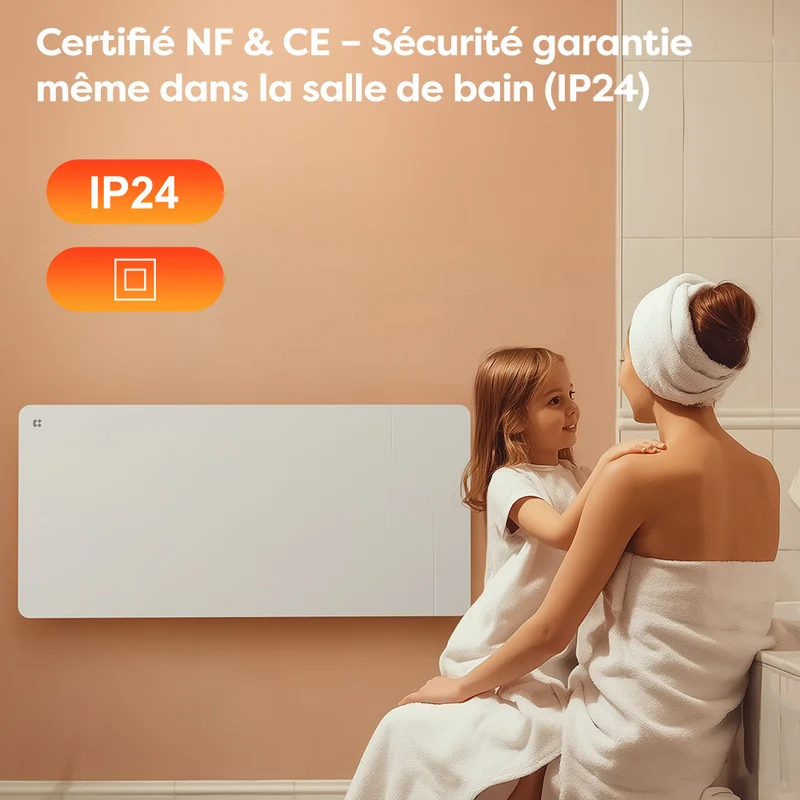 Ciarra Radiateur Électrique Connecté WiFi 1000W-2000W – Inertie Sèche Céramique & Film Aluminium, Économique
