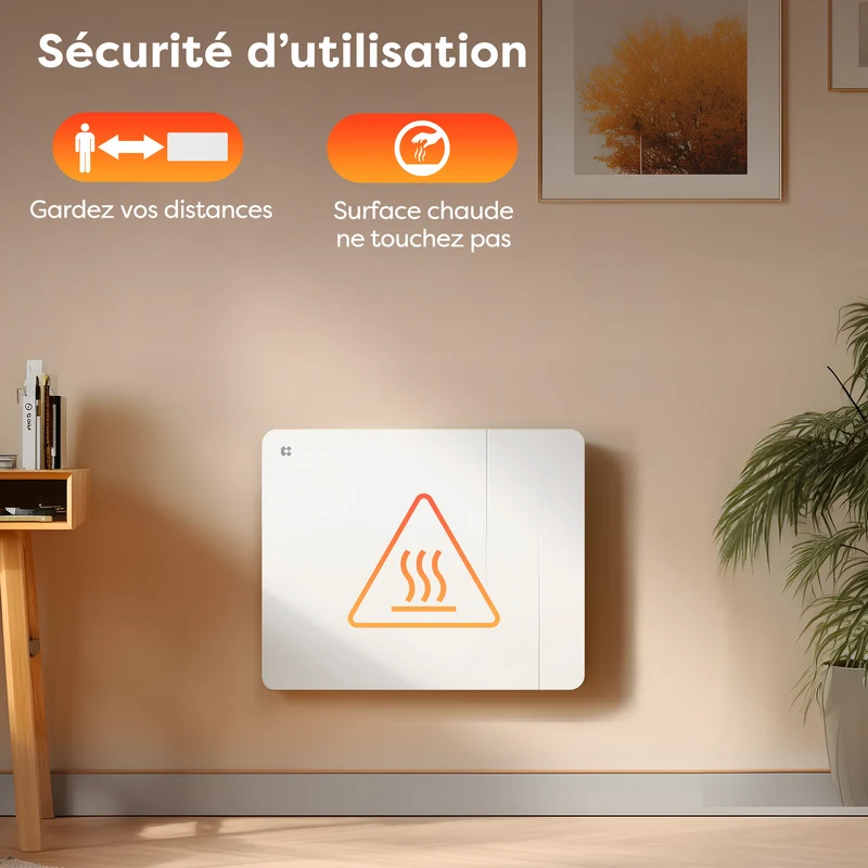 Ciarra Radiateur Électrique Connecté WiFi 1000W-2000W – Inertie Sèche Céramique & Film Aluminium, Économique