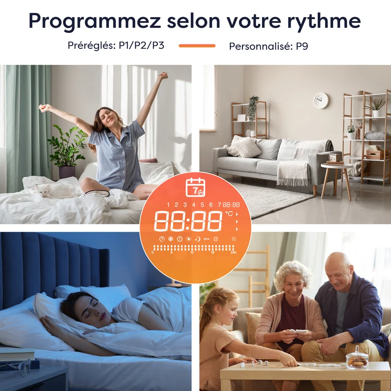 Ciarra Radiateur à inertie céramique 1000W-2000W | Chauffage électrique mural silencieux avec panneau digital