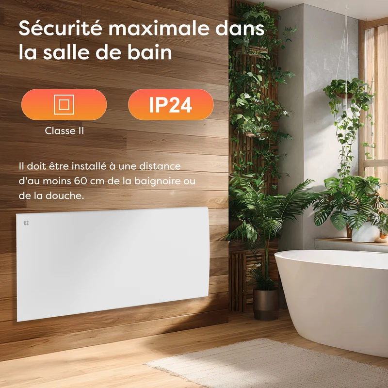 Ciarra Radiateur à inertie céramique 1000W-2000W | Chauffage électrique mural silencieux avec panneau digital