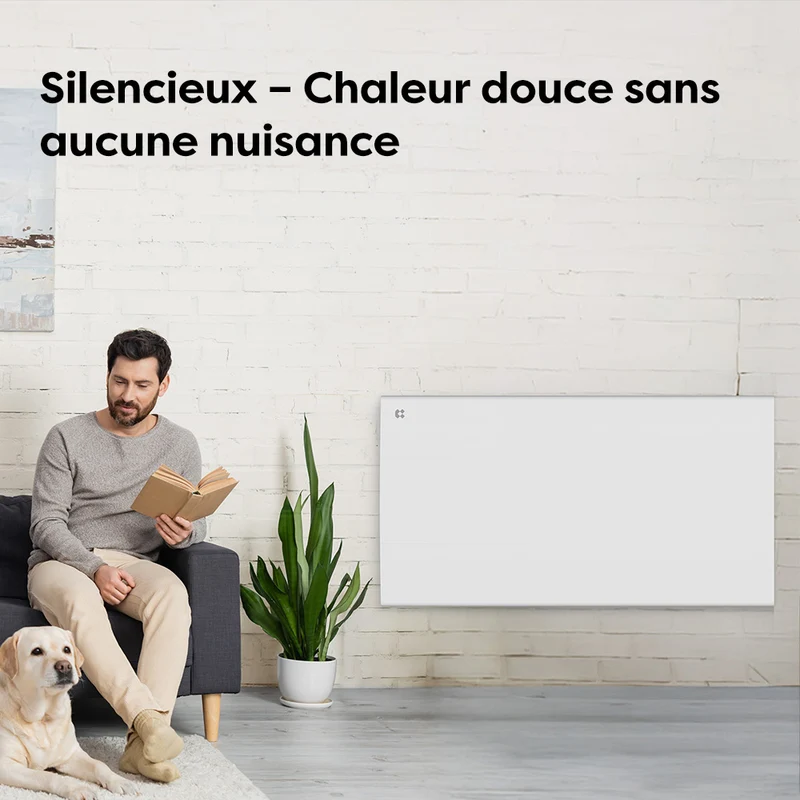Ciarra Radiateur à inertie céramique 1000W-2000W | Chauffage électrique mural silencieux avec panneau digital