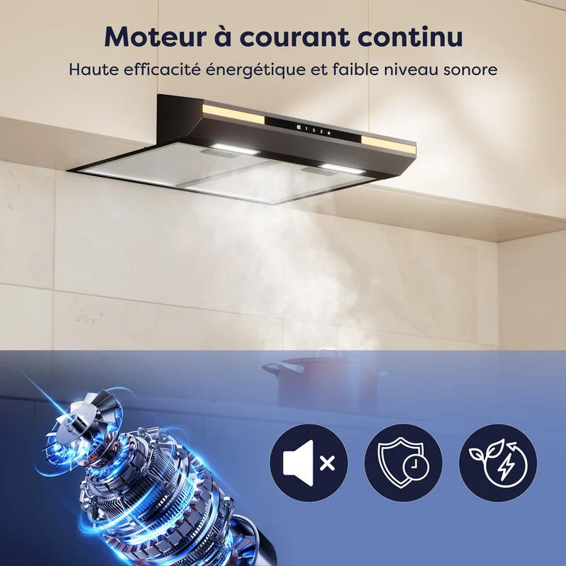 Ciarra Hotte Aspirante Sous Meuble 60cm Slim | Commande Tactile, Éclairage LED, Filtre à Charbon CBCB6921-OW