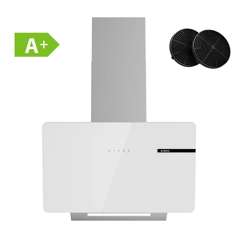 Ciarra Hotte Aspirante Blanche Hotte Murale Inclinée Decorative 60cm avec Commandes Tactiles et Éclairage LED CBCS6765B-OW