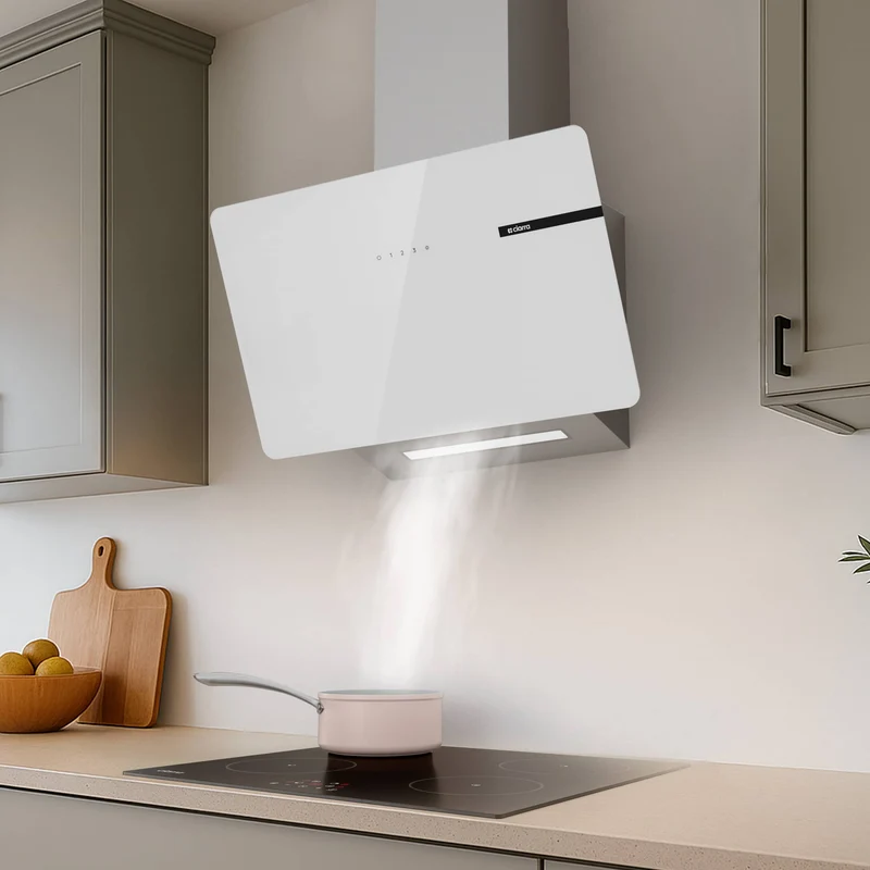 Ciarra Hotte Aspirante Blanche Hotte Murale Inclinée Decorative 60cm avec Commandes Tactiles et Éclairage LED CBCS6765B-OW