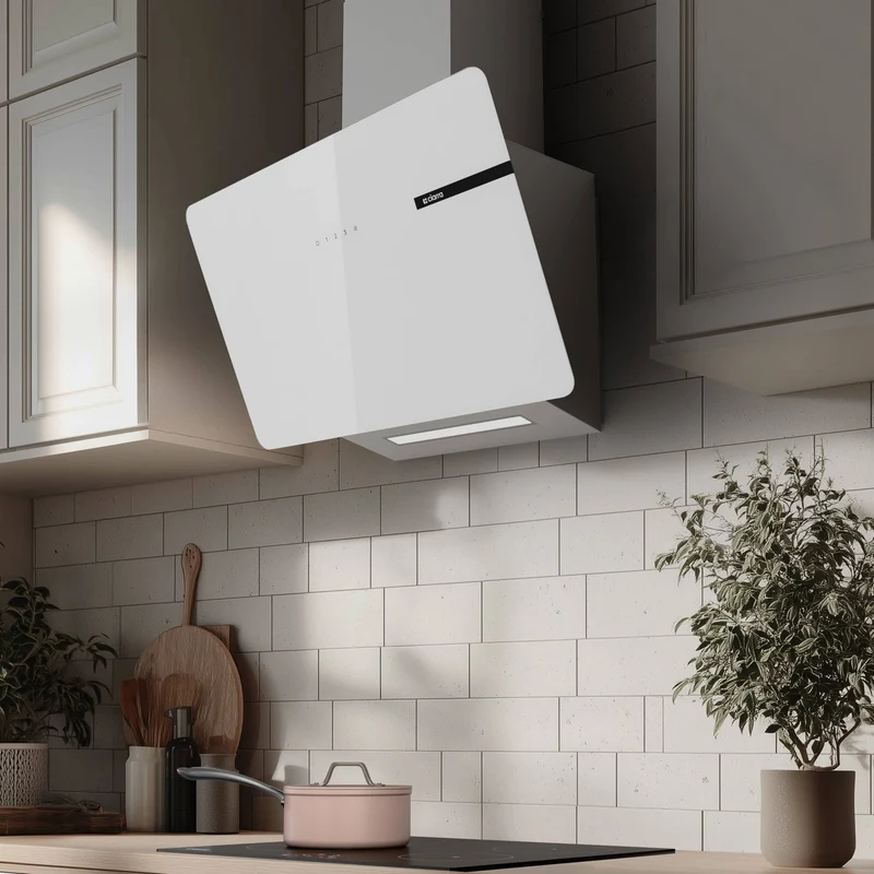 Ciarra Hotte Aspirante Blanche Hotte Murale Inclinée Decorative 60cm avec Commandes Tactiles et Éclairage LED CBCS6765B-OW