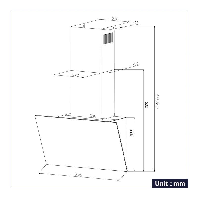 Ciarra Hotte Aspirante Blanche Hotte Murale Inclinée Decorative 60cm avec Commandes Tactiles et Éclairage LED CBCS6765B-OW