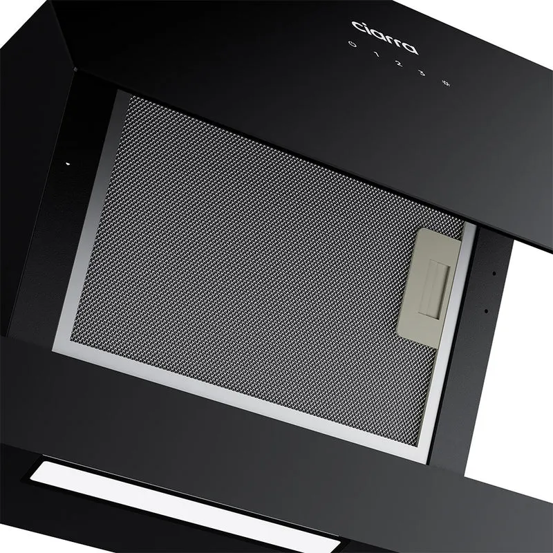 Ciarra Hotte Decorative Hotte Noire Hotte Murale Inclinée 60cm avec Commandes Tactiles et Éclairage LED CBCB6765C-OW