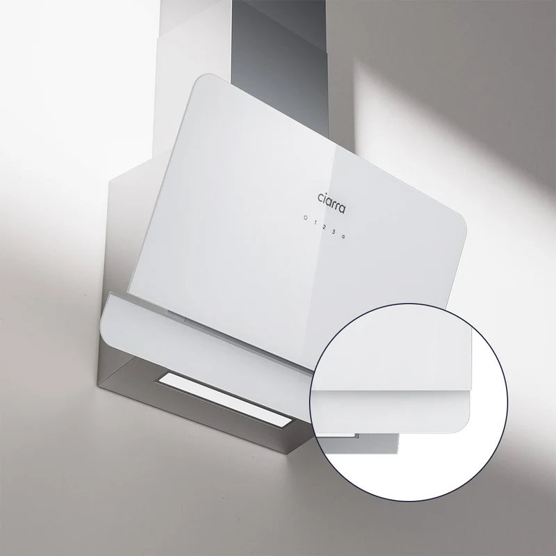 Ciarra Hotte Blanche Hotte Murale Inclinée 60cm avec Commandes Tactiles et Éclairage LED CBCS6765C-OW