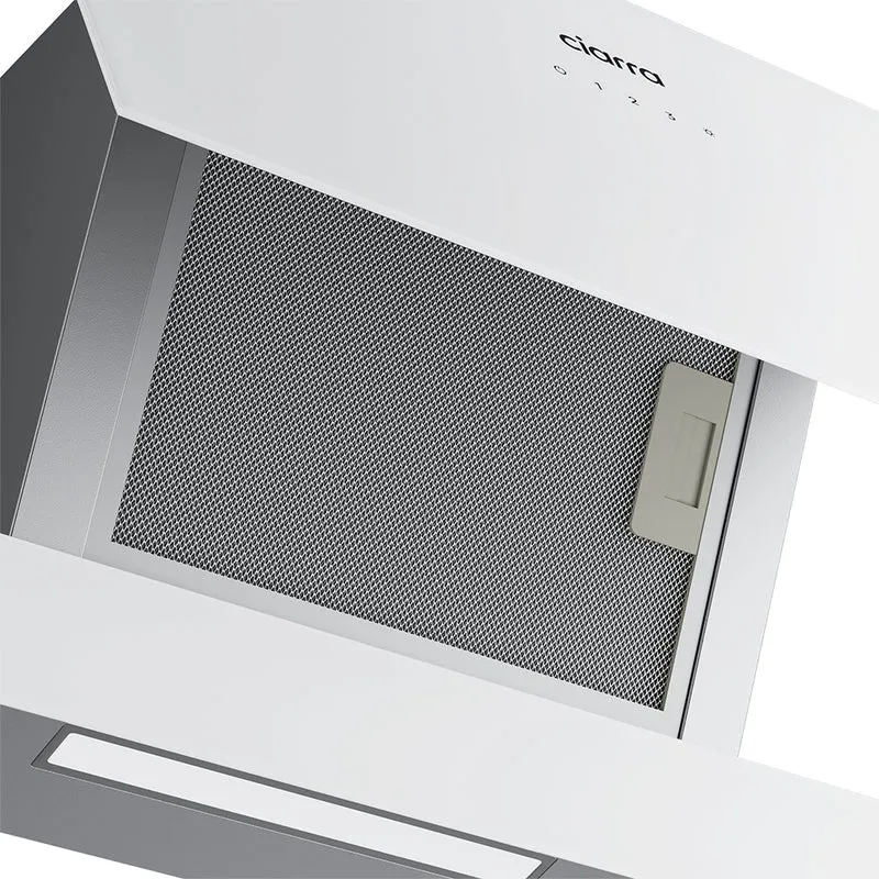 Ciarra Hotte Blanche Hotte Murale Inclinée 60cm avec Commandes Tactiles et Éclairage LED CBCS6765C-OW