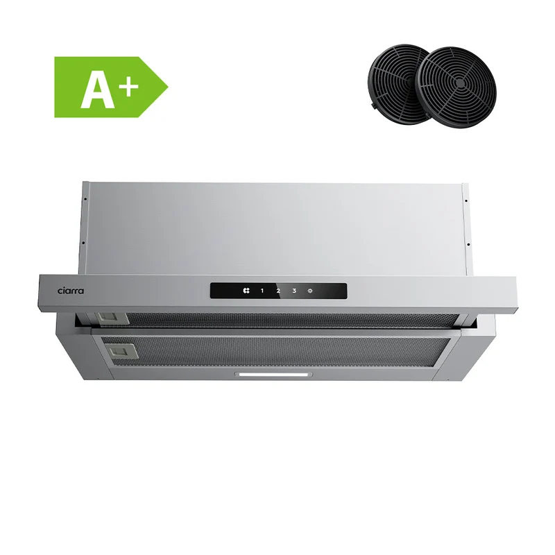 Ciarra Hotte Télescopique 60cm Encastrable Classe A+, Tactile, LED CBCS6909A-OW