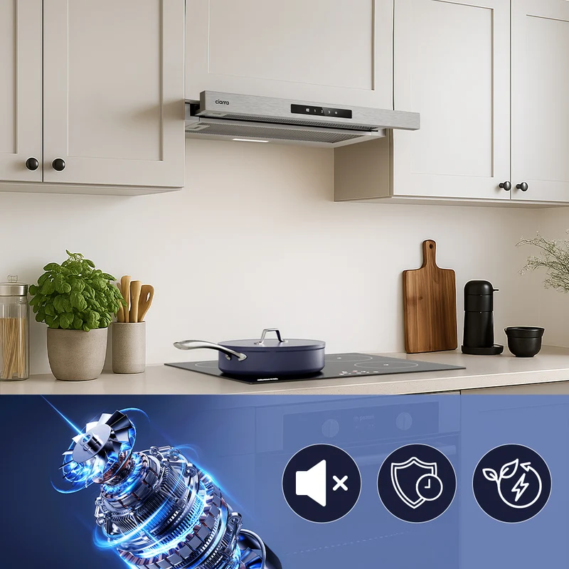 Ciarra Hotte Télescopique 60cm Encastrable Classe A+, Tactile, LED CBCS6909A-OW