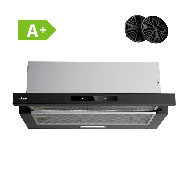 Ciarra Hotte Escamotable 60cm Hotte Tiroir Encastrable Classe A+, Tactile, LED CBCB6909A-OW