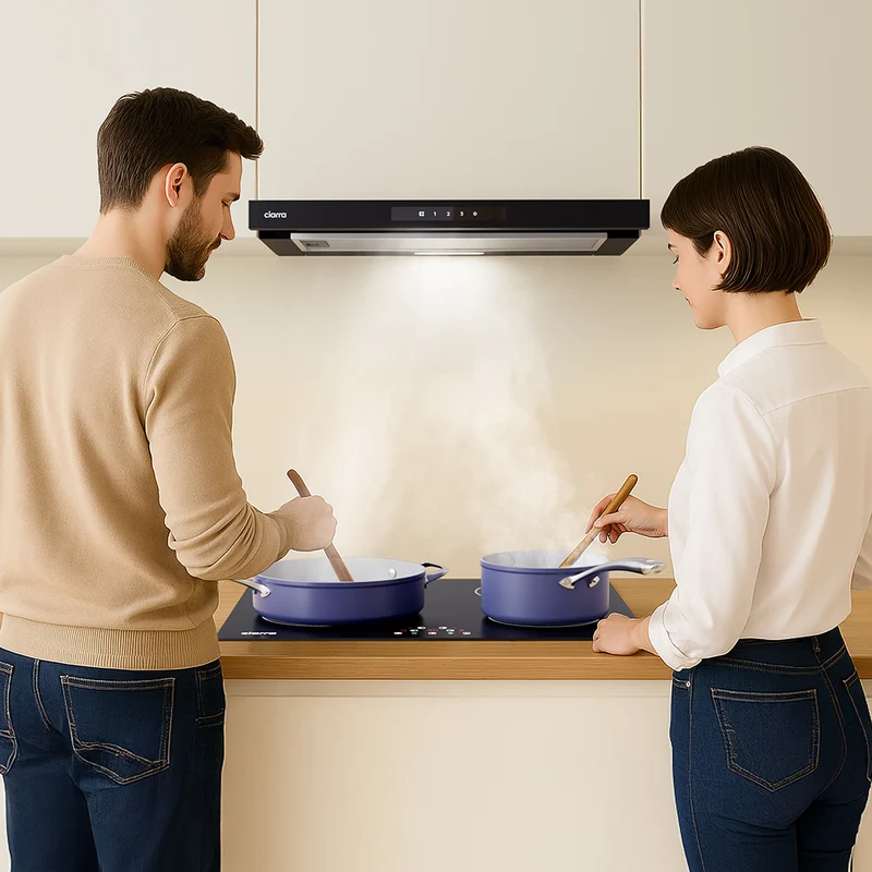 Ciarra Hotte Escamotable 60cm Hotte Tiroir Encastrable Classe A+, Tactile, LED CBCB6909A-OW
