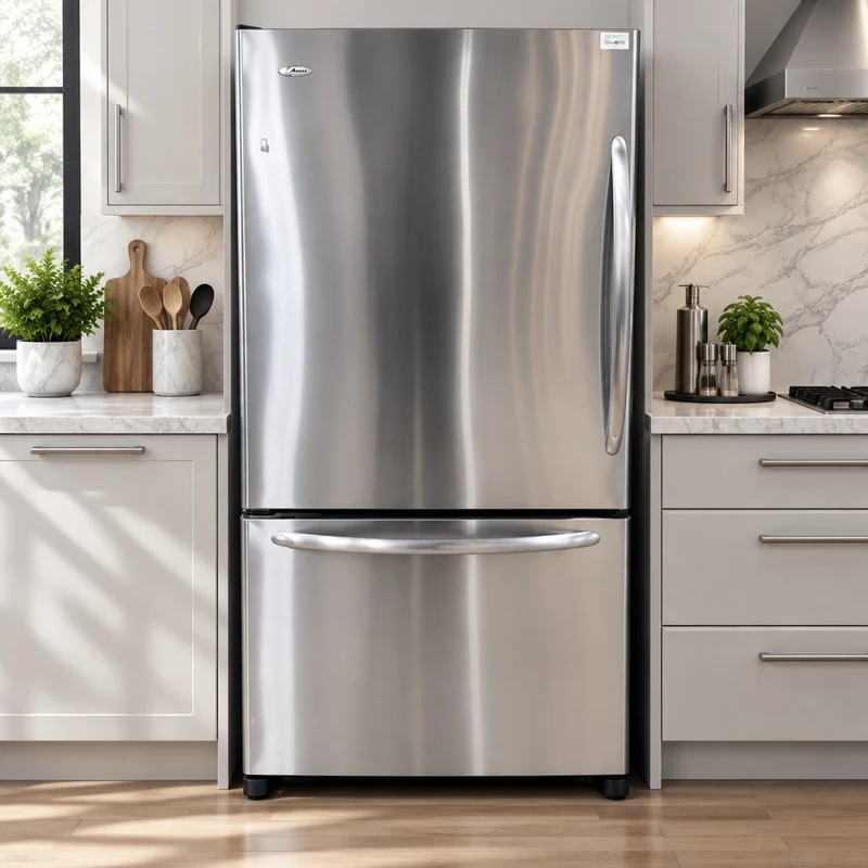 Amana 33'' Réfrigérateur Congélateur inférieur- Inox - Reconditionné
