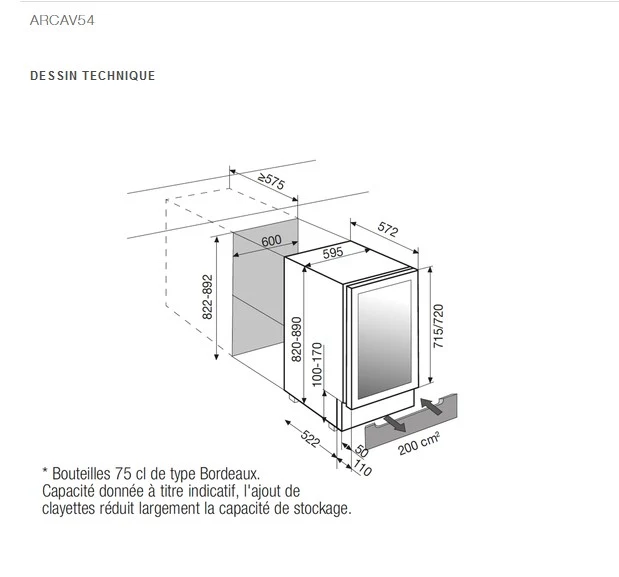 CAVE A VIN DE SERVICE BI ZONES AIRLUX ARCAV54
