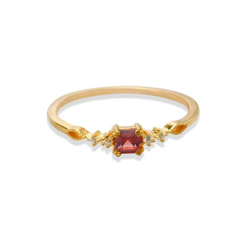 Bague Éclat Grenatique | Bague femme en grenat et argent 925 plaqué or