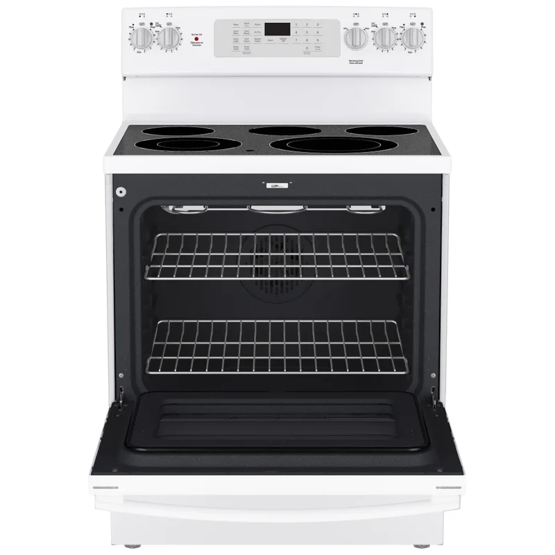GE 30'' 5.0 pi cu Cuisinière Vitrocéramique - Blanc - JCB840DV3W - Boîte Ouverte