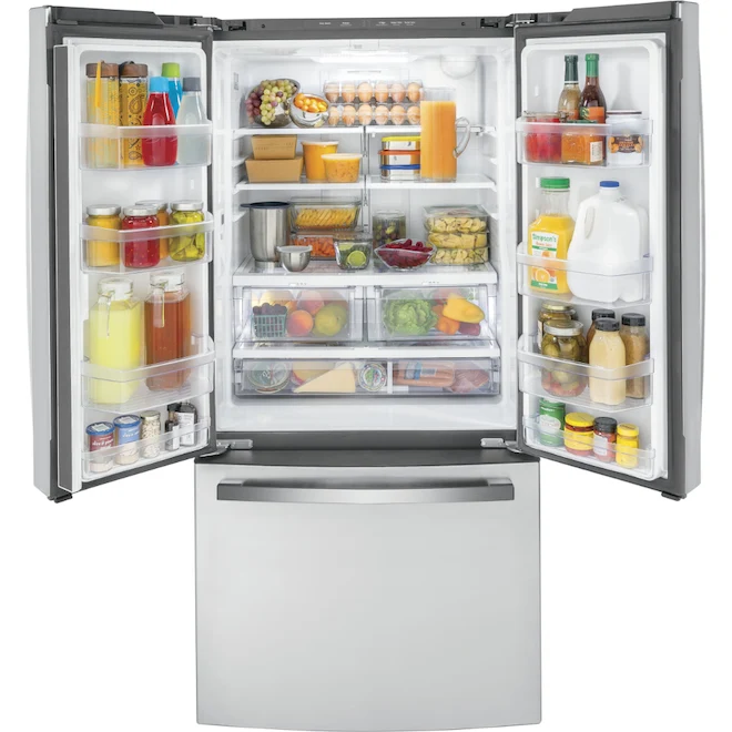 Ge 33'' 18.6 pi cu réfrigérateur portes francaises - inox - GWE19JYLFS - boîte ouverte