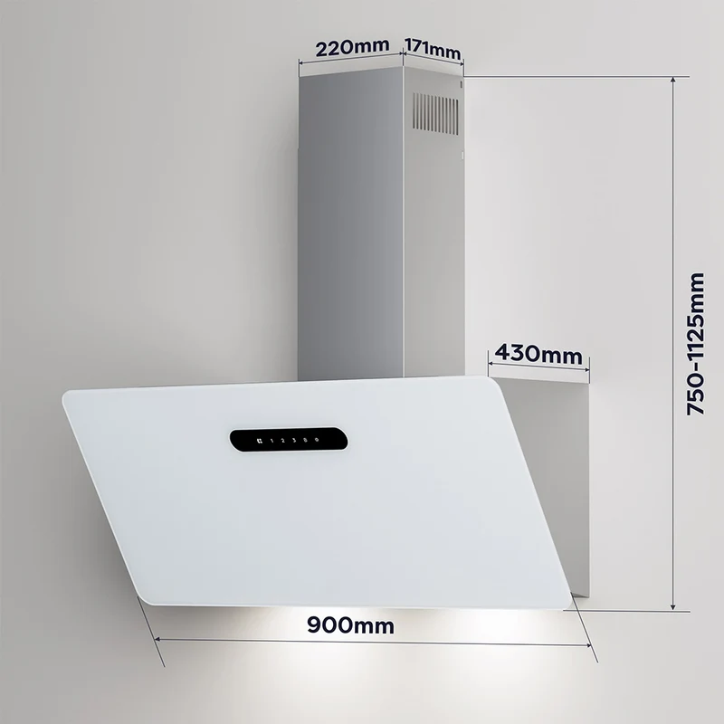 Ciarra Dynamic Hotte Aspirante 90cm Hotte Blanche WiFi APP Connectée 3 Vitesses Blanc | CBCW9736K