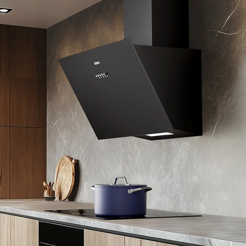 Ciarra Hotte Aspirante Inclinée 60cm Recyclage ou Évacuation Modes Design Acier Inoxydable Noir CBCB6762A-OW