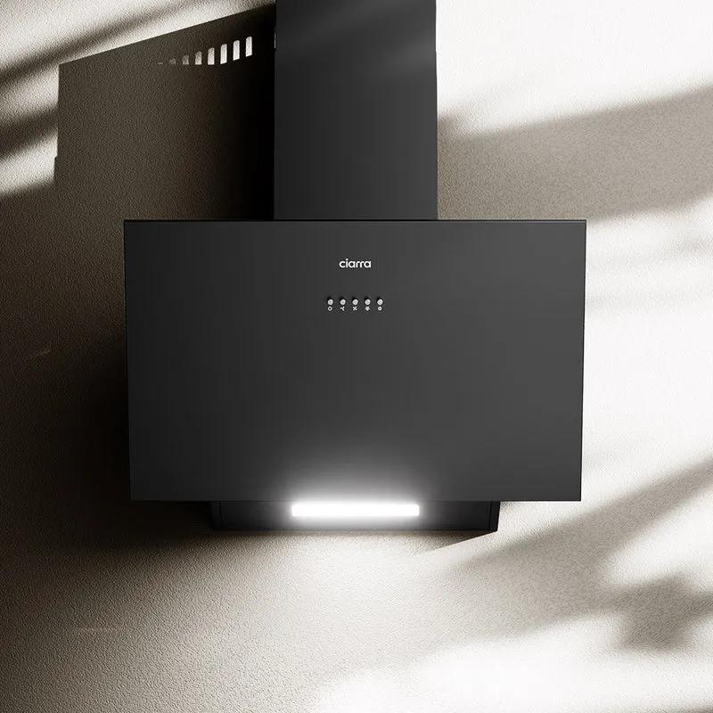 Ciarra Hotte Aspirante Inclinée 60cm Recyclage ou Évacuation Modes Design Acier Inoxydable Noir CBCB6762A-OW