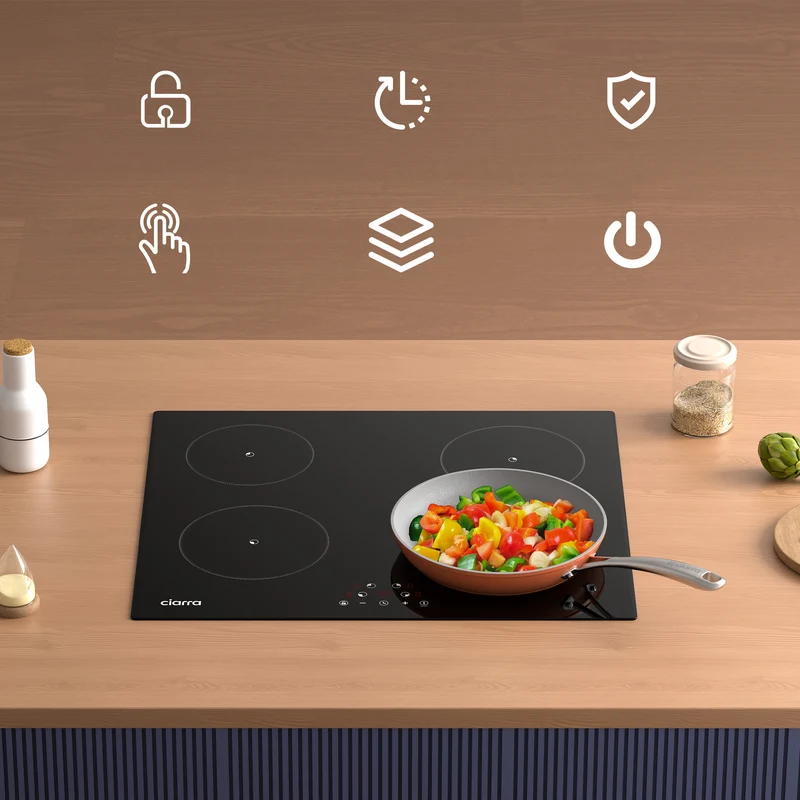 Ciarra 5600W Plaque à Induction Encastrable 4 Feux 9 Niveaux de Puissance | CABBIH4-F