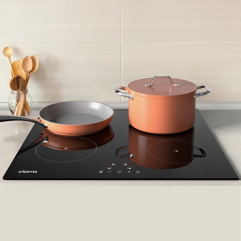 Ciarra 5600W Plaque à Induction Encastrable 4 Feux 9 Niveaux de Puissance | CABBIH4-F