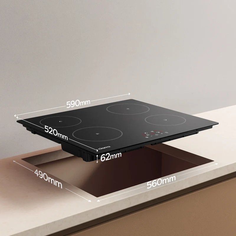 Ciarra 5600W Plaque à Induction Encastrable 4 Feux 9 Niveaux de Puissance | CABBIH4-F