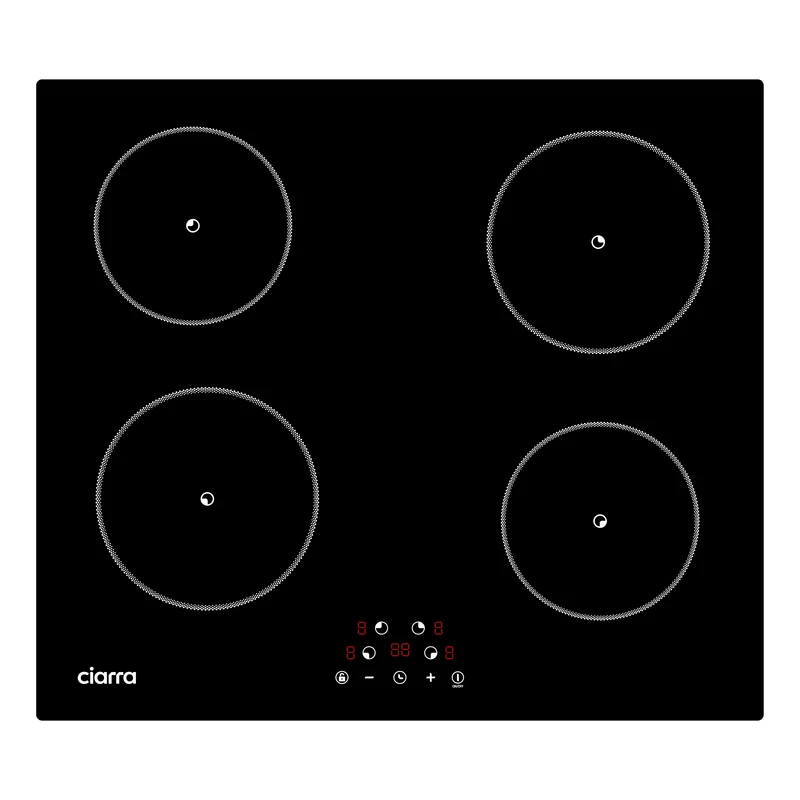 Ciarra 5600W Plaque à Induction Encastrable 4 Feux 9 Niveaux de Puissance | CABBIH4-F