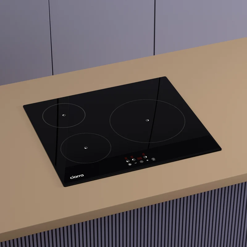 Ciarra Plaque à Induction Encastrable 3 Feux 9 Niveaux de Puissance CABBIH3-F