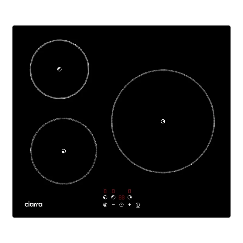Ciarra Plaque à Induction Encastrable 3 Feux 9 Niveaux de Puissance CABBIH3-F