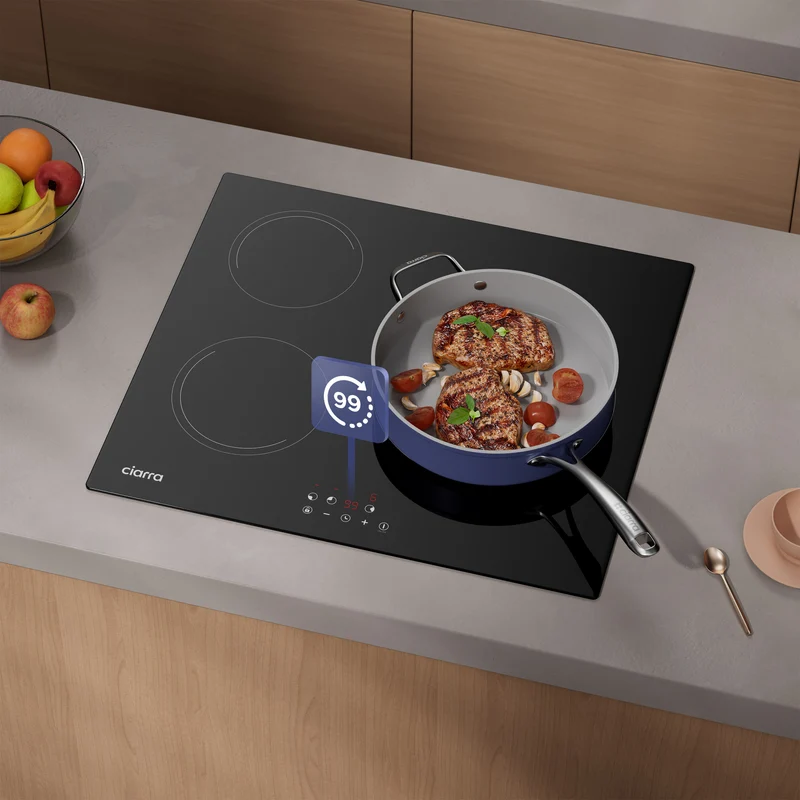 Ciarra Plaque à Induction Encastrable 3 Feux 9 Niveaux de Puissance CABBIH3-E