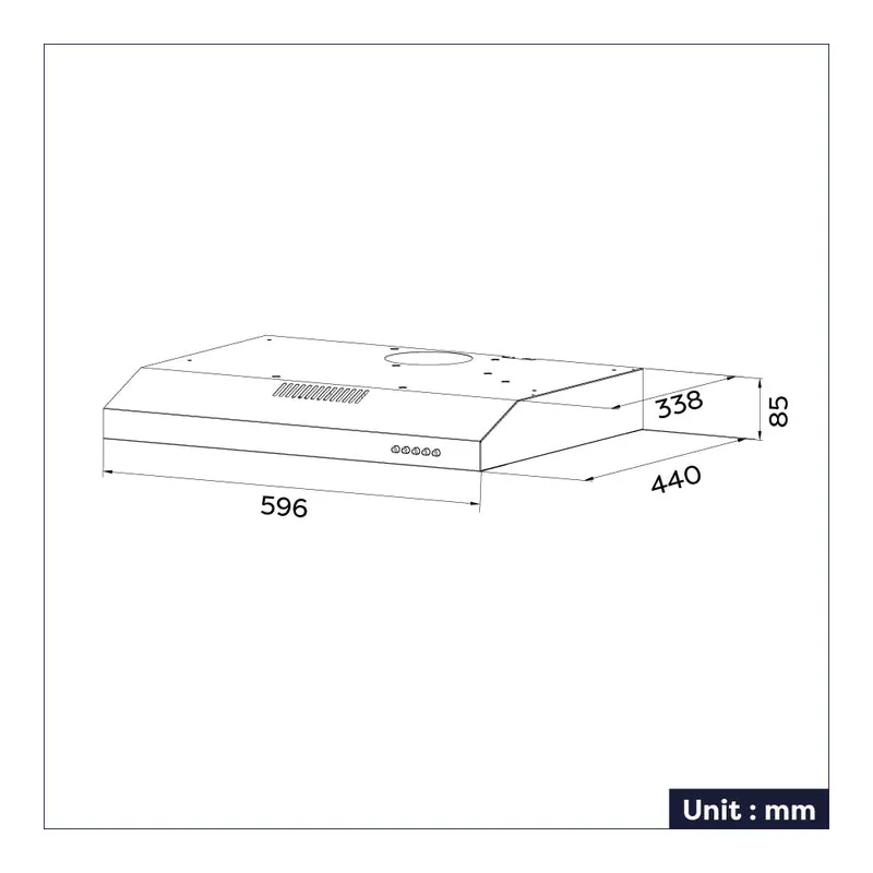 Ciarra Hotte Intégrée encastrable 60cm avec LED Eclairage Inox CBCS6903D-S