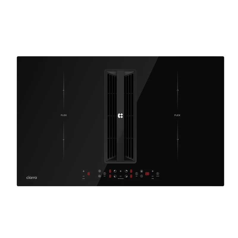 Ciarra ONE Plaque à Induction avec Hotte Intégrée Ultra 830 mm avec Système Plasma⁺ Intégré et Boost et Flexzone CBBEH834BBFF-OW