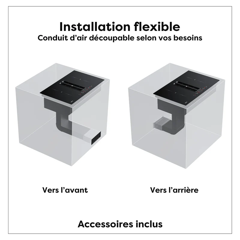Ciarra ONE Plaque à Induction avec Hotte Intégrée Ultra 830 mm avec Système Plasma⁺ Intégré et Boost et Flexzone CBBEH834BBFF-OW