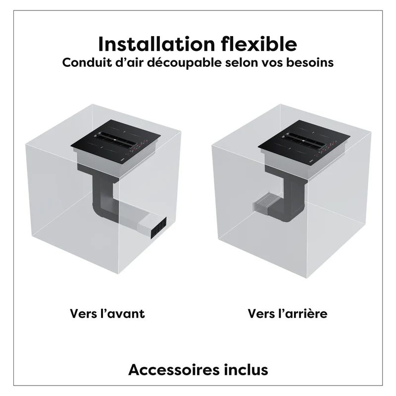 Ciarra ONE Plaque à Induction avec Hotte Intégrée Compact 590 mm avec Système Plasma⁺ Intégré et Boost et Flexzone CBBEH594BBFF-OW