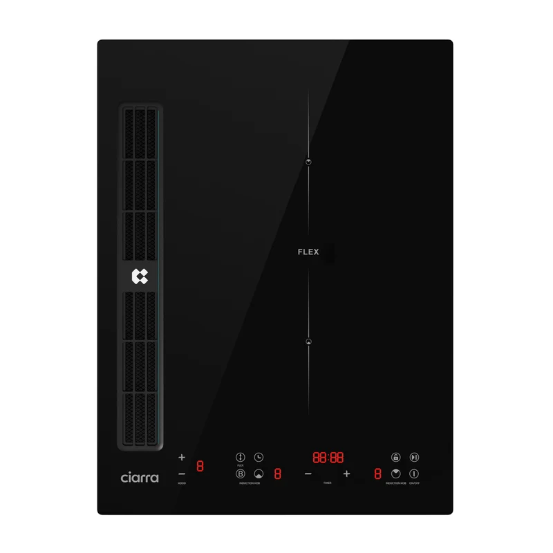 [Première Mondiale] Ciarra ONE - Plaque à Induction avec Hotte Intégrée Domino 390mm avec Système Plasma⁺ Intégré et Boost et Flexzone | CBBEH392BF