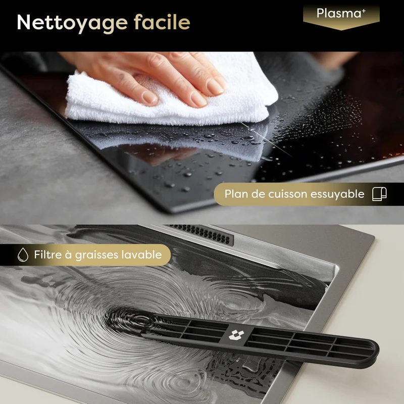 [Première Mondiale] Ciarra ONE - Plaque à Induction avec Hotte Intégrée Domino 390mm avec Système Plasma⁺ Intégré et Boost et Flexzone | CBBEH392BF