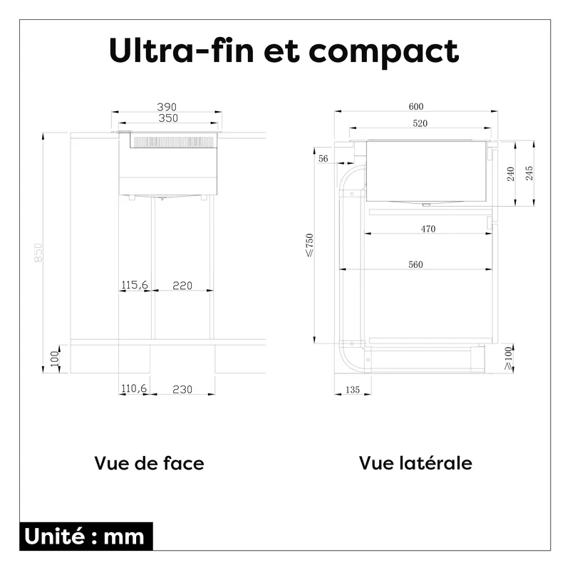 [Première Mondiale] Ciarra ONE - Plaque à Induction avec Hotte Intégrée Domino 390mm avec Système Plasma⁺ Intégré et Boost et Flexzone | CBBEH392BF