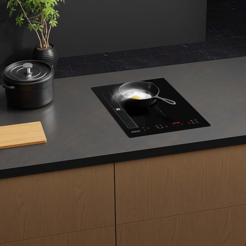 [Première Mondiale] Ciarra ONE - Plaque à Induction avec Hotte Intégrée Domino 390mm avec Système Plasma⁺ Intégré et Boost et Flexzone | CBBEH392BF