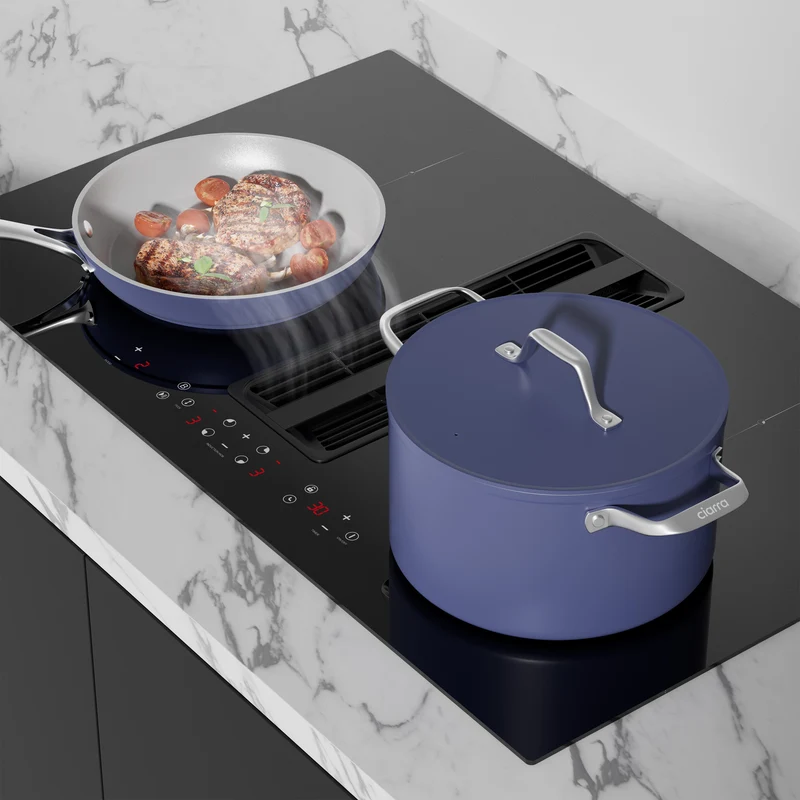 Ciarra ONE Plaque à Induction avec Hotte Intégrée Ultra 830 mm avec Système Plasma⁺ Intégré et Boost et Flexzone CBBEH834BBF-OW
