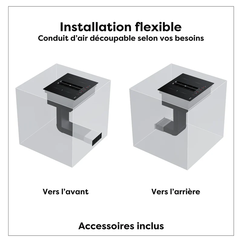 Ciarra ONE Plaque à Induction avec Hotte Intégrée Compact 590 mm avec Système Plasma⁺ Intégré et Boost et Flexzone CBBEH594BBF-OW