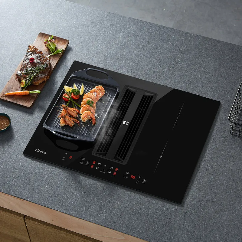 Ciarra ONE Plaque à Induction avec Hotte Intégrée Compact 590 mm avec Système Plasma⁺ Intégré et Boost et Flexzone CBBEH594BBF-OW