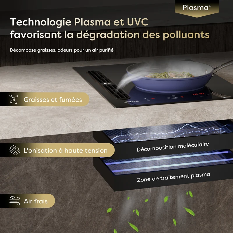 [Première Mondiale] Ciarra ONE - Plaque à Induction avec Hotte Intégrée 390 mm avec Système Plasma⁺ Intégré et Boost | CBBEH392B