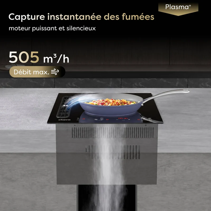 [Première Mondiale] Ciarra ONE - Plaque à Induction avec Hotte Intégrée 390 mm avec Système Plasma⁺ Intégré et Boost | CBBEH392B