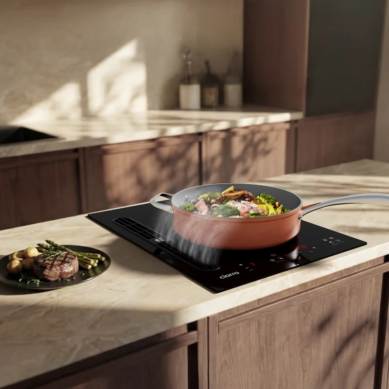 [Première Mondiale] Ciarra ONE - Plaque à Induction avec Hotte Intégrée 390 mm avec Système Plasma⁺ Intégré et Boost | CBBEH392B